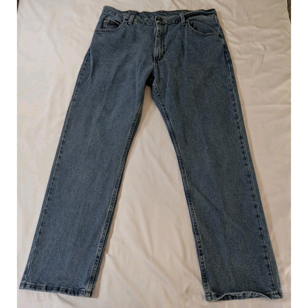 Wrangler Blue Jeans Cotton Premium Quality Regular Fit Straight Leg Men's 38x30